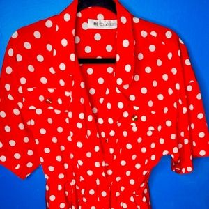 Vintage 80s Ms. Chaus polka dot dress size 8